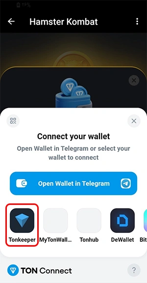 آموزش اتصال همستر کامبت به کیف پول 3 انتخاب کیف پول در ربات همستر
