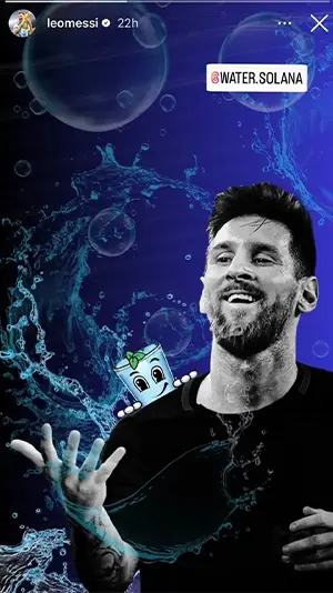حمایت مسی از میم کوین WATER | افزایش 350 درصدی ارز واتر 1 استوری مسی در مورد واتر کوین