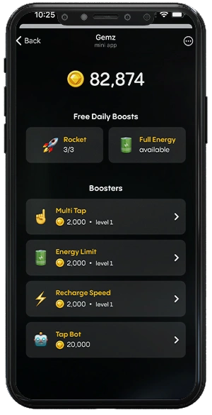 ارتقا boost در بازی تلگرامی gemz جمز