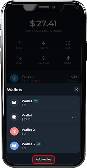 نحوه انتقال تون کیپر به گوشی جدید (آموزش تصویری) 4 گزینه Add wallet در تون کیپر
