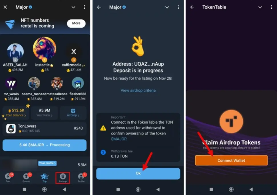 نحوه برداشت میجر (Major) و آموزش فروش آن 3 نحوه انتقال ایردراپ میجر
