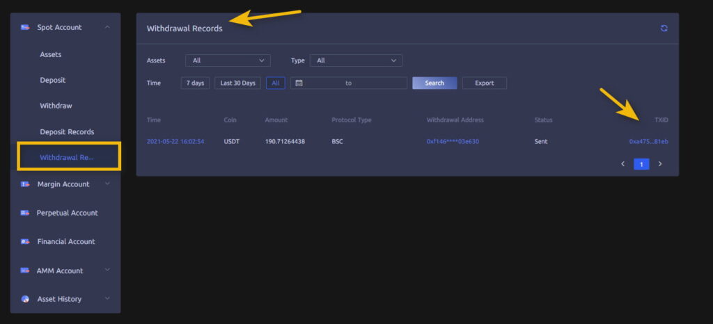 دریافت TxID در صرافی کوینکس (Coinex)