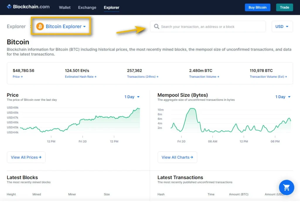 دریافت TxID در Blockchain.com